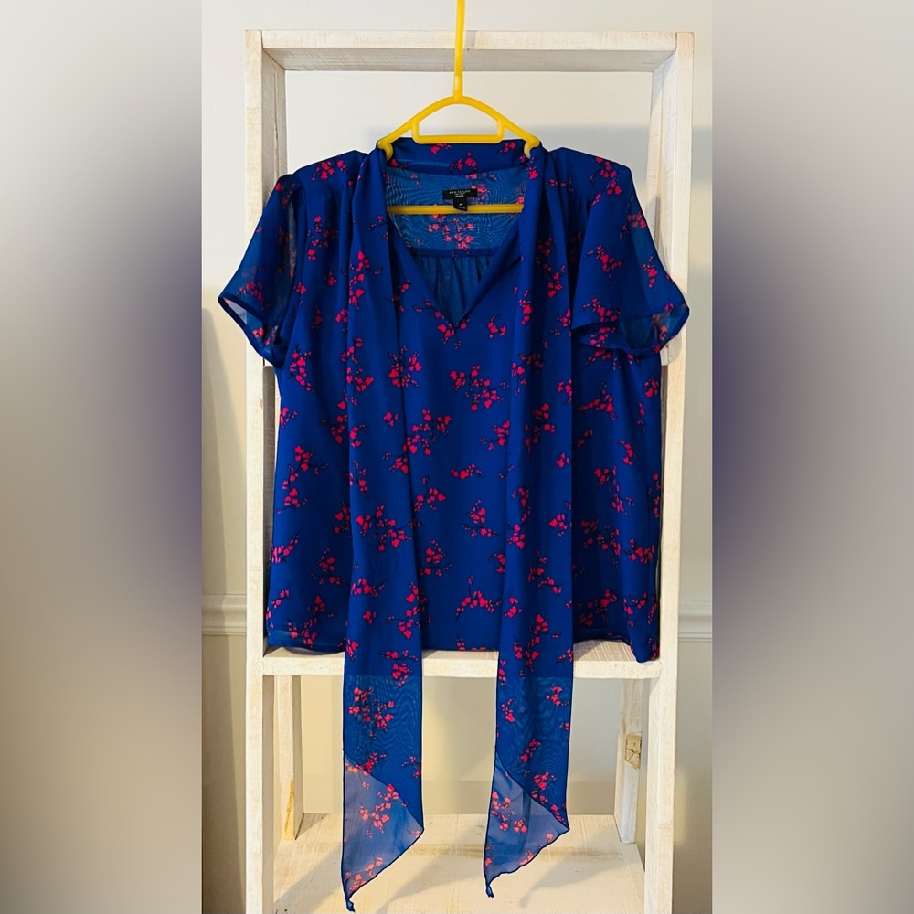 Ann Taylor Blue Blouse with Bow (size mp)